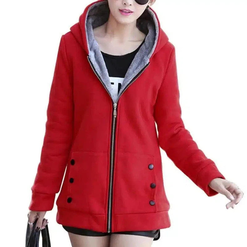 Cozy Cardigan Sweater with Hood for All Occasions-Red-5