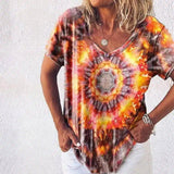 Tie-Dye Casual Women's T-Shirt-Photo Color-1