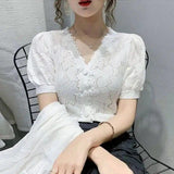 Vintage white lace shirt-White-1