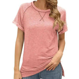 Women's Casual Short Sleeve T-Shirt-Pink-5