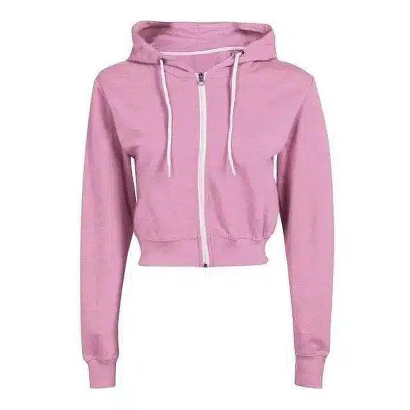 Zip-Up Hooded Sweatshirt for Casual Wear-Pink-4