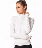 Women's Zip-Up Athletic Jacket with Pockets-White-3