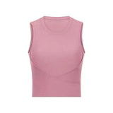 Women's Sleeveless Workout Top and Leggings Set-Pink-5