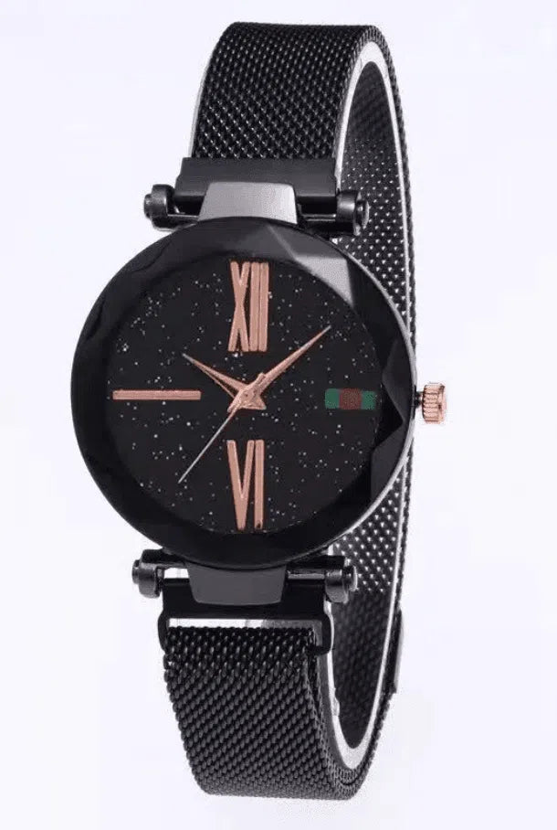 Luxury Women Watches Ladies Clock Magnet Buckle Starry Diamond Geometric Surface Quartz Wristwatch-12