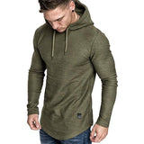 Men Hoodie Sweatshirt Casual Long Sleeve Slim Tops Gym T-shir Khaki / 3XL-Green-6