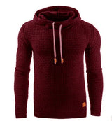 Men's Jacquard Sweater Long-sleeved Hoodie Warm Color Hooded Sweatshirt Jacket Beige / 5XL-Red-13