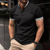 Men's Sports Button Pocket Short Sleeved White / 3XL-Black-5