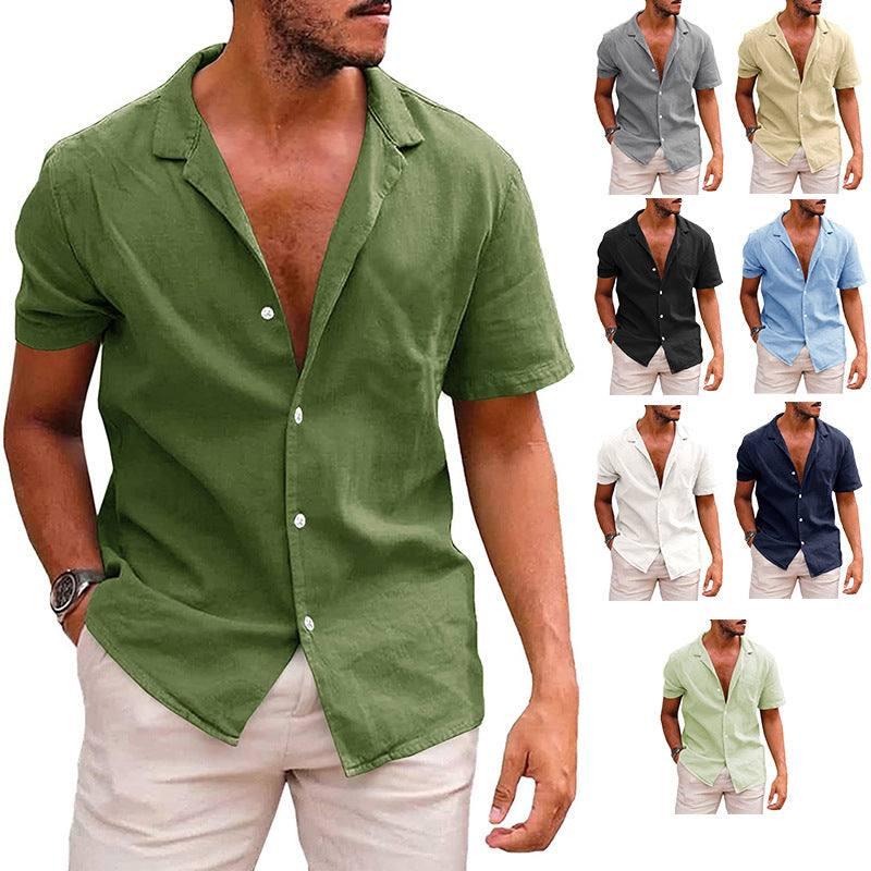 Men's Tops Casual Button Down Shirt Short Sleeve Beach Shirt-1