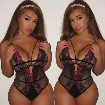 Mesh lace lace fun jumpsuit cutout sexy lingerie-1