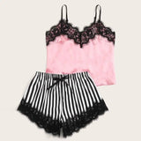 Midnight Charm Sexy Lingerie Lace Home Set-Stripe-1