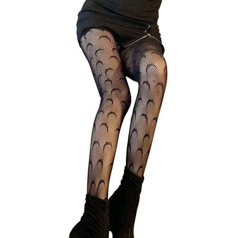 Moon Sexy Fishnet Stockings Women Black Silk Rompers-6