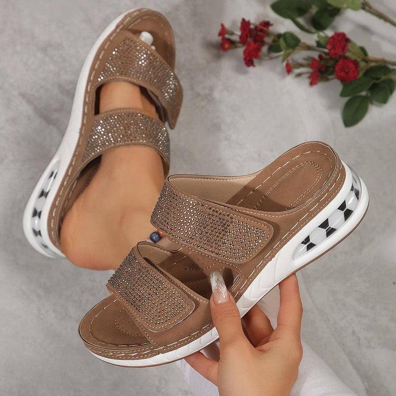 New Air Cushion Wedges Sandals Summer Casual Rhinestone-4