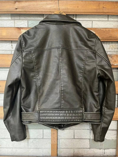 New Spring Woman Faux Leather Jacket Chic Vintage Short-6