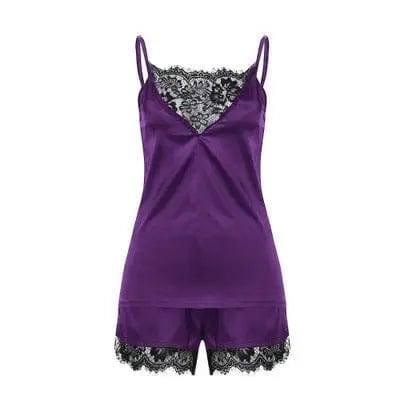 Nuovi Pigiami In Raso Di Seta Da Donna Sexy Set Indossare-Purple-6