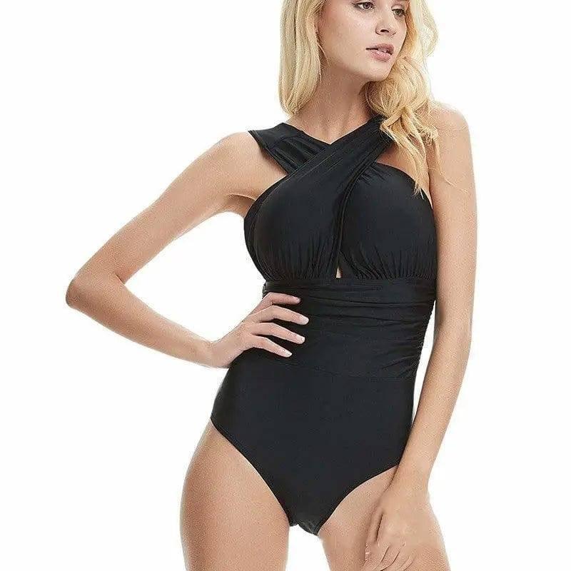 One-piece solid color bikini-2