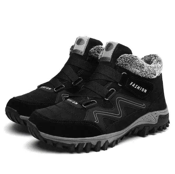 Outdoor Snow Plus Velvet Warm Women's Cotton Shoes-Black-4