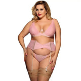 Pink See-through Garter Pajamas Set-Pink-1