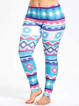 plaid digital 3D printing large size leggings-Picture color-1