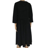 Plus-Size Black Casual Button Dress | Eco-Friendly Fashion-5