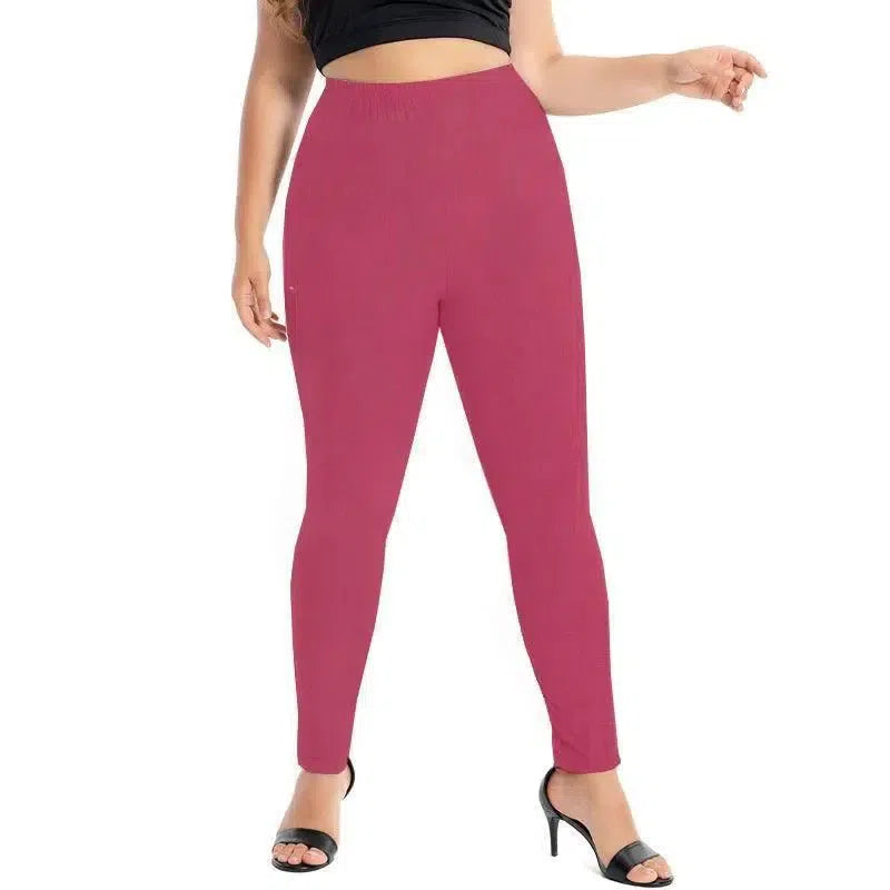 Plus Size Leggings For Women Modal Cotton Stretch Elastic-Wine Red Leggings-11