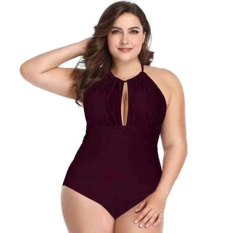 Plus size one-piece swimsuit-Purple-3