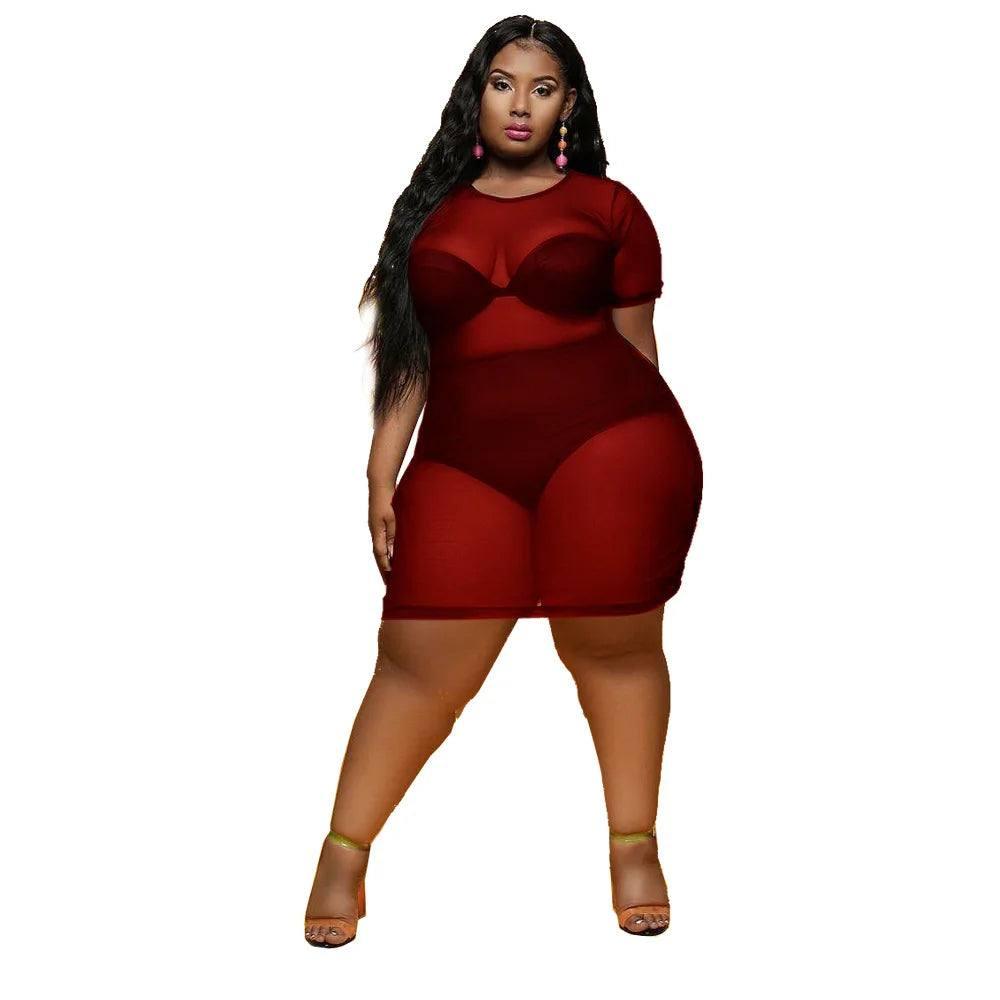 Plus-Size Sheer Dresses: Flaunt Curves in Style-Red-10