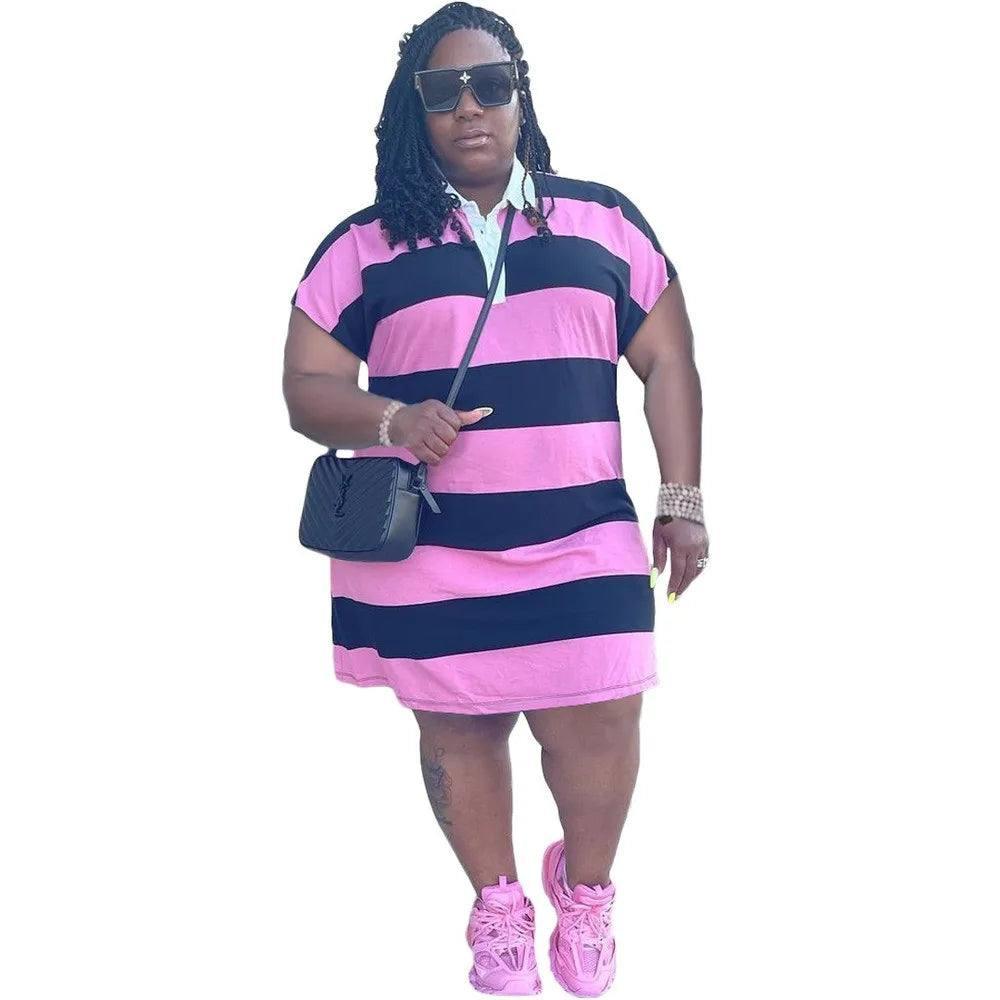 Plus Size Striped Dresses: Fashion Guide & Tips-pink-8