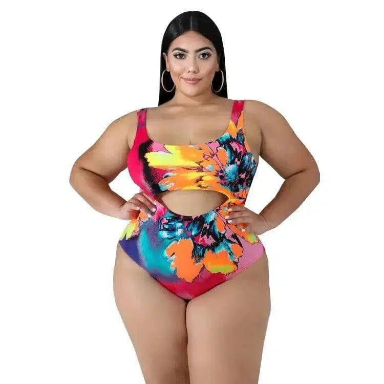 Plus Size Swimsuit One-piece Skirt Print Plus Size Swimsuit-Color-2