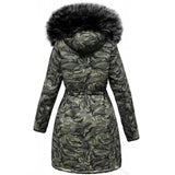 Plush Thick Coat Loose Big Fur Collar Mid-length Camouflage-4