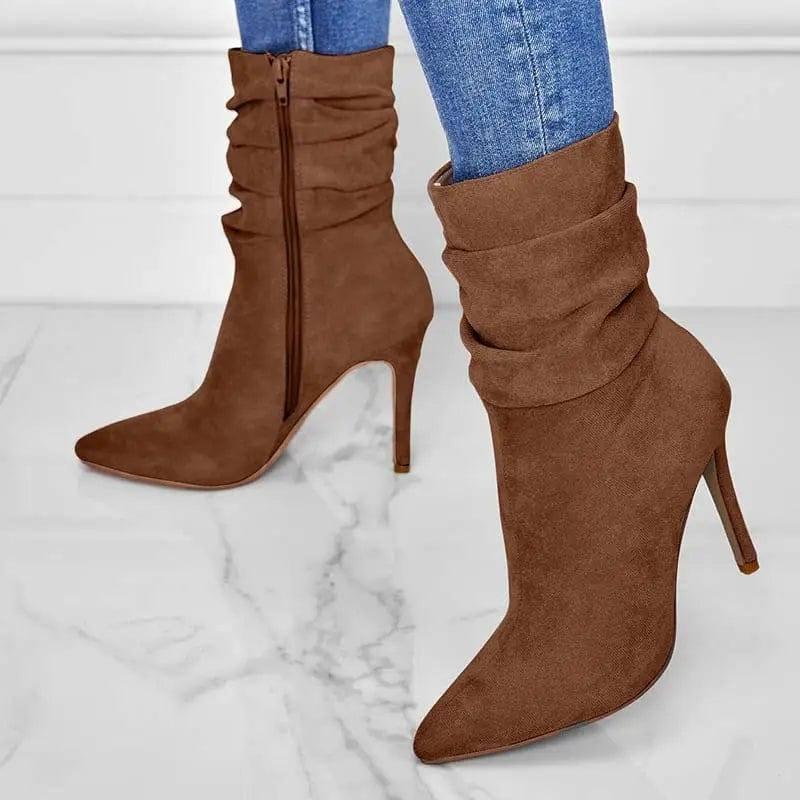 Pointed Toe Stiletto Heel Ankle Boots For Women Side Zipper-6