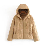 Pure color wild hooded coat-Khaki-5