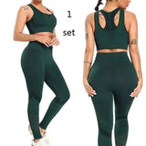 Quick-drying Breathable High-waist Tight Yoga Pants-Green set-13