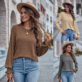 Round Neck Solid Color Casual Loose Women's Top-1