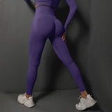 Seamless Gym Leggings Women Yoga Pants High Waist Booty-Deep Purple-17