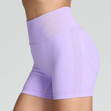 Seamless Yoga Shorts Women Solid Color High Waist-Light Purple-16