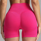 Seamless Yoga Shorts Women Solid Color High Waist-3