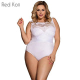 Embroidered Lace Lingerie 5XL-White-3