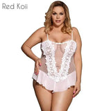 Sexy Lingerie Plus Size Lenceria Sleepwear-White-1