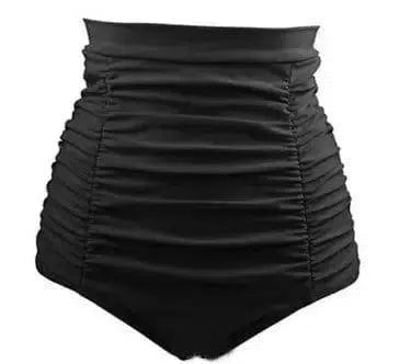 Sexy Solid High Waist Bikini Bottom Women Swimwear-Black-1