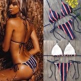 Sexy triangle striped bikini-1