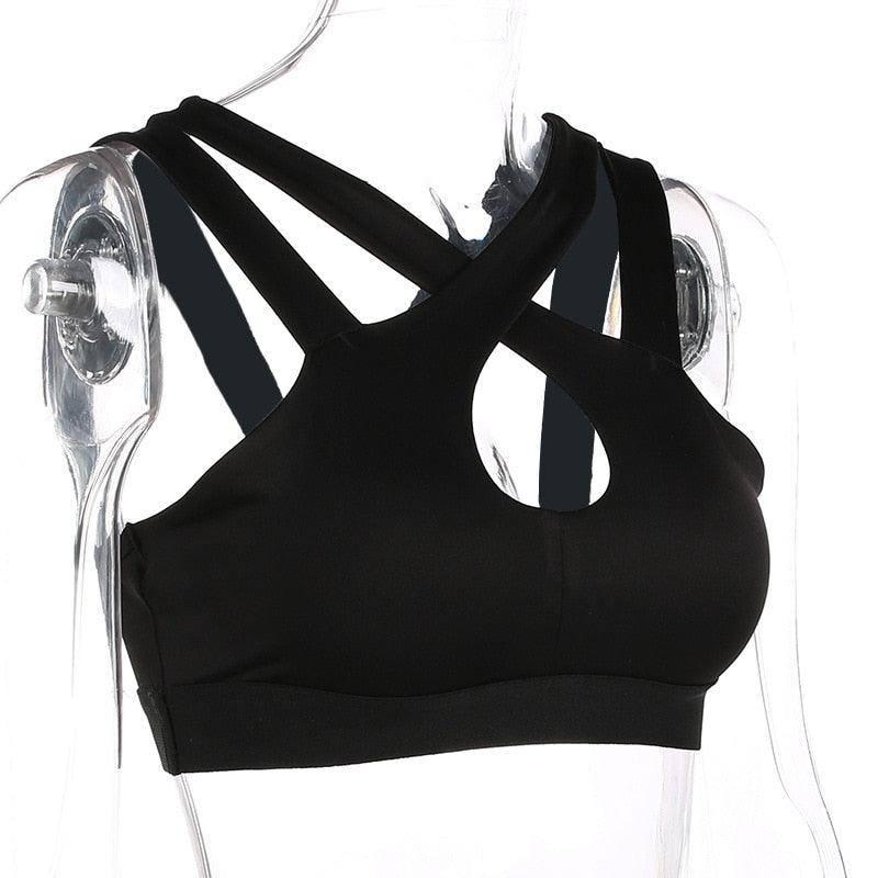 Women Halter Yoga Bra Strappy Sport Bras Push Up-5