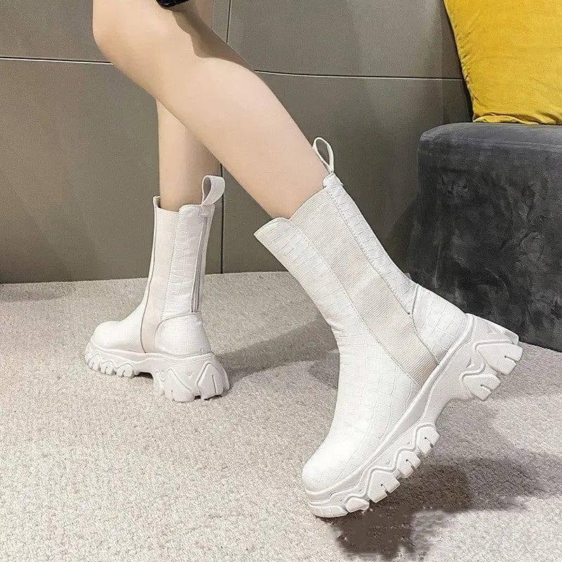 Short Boots Women Round Head Sponge Cake Platform-4