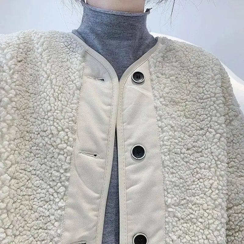 Short Lamb Hair Loose All-match Stitching Fur Short Coat-4