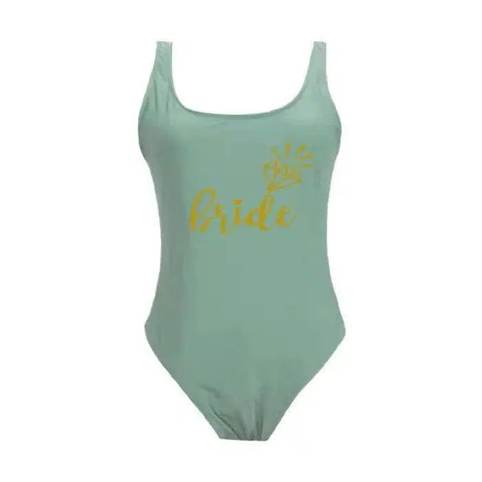 Shou One-piece Swimsuit, Simple And Backless-Green-12