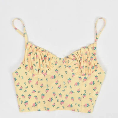 Sleeveless Floral Adjustable Camisole Super Crop Slim Top-7