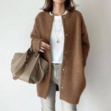 Soft Knitted Coat For Slimming Sense Of Design Women-Caramel Knitted Material-3