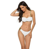 Solid Color Nylon Fabric Split Bikini Sexy Bikini-White-2