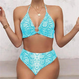 Split High Waist Snake Sexy Bikini Swimsuit-S-10