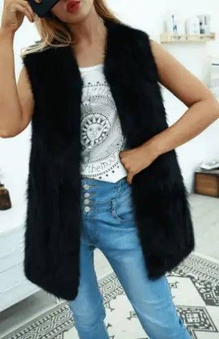 Spot Fashion Long-Haired Waistcoat Imitation Fur Women'S-6