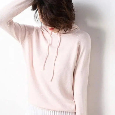 Spring and autumn hooded sweater women pullover-Pink-2